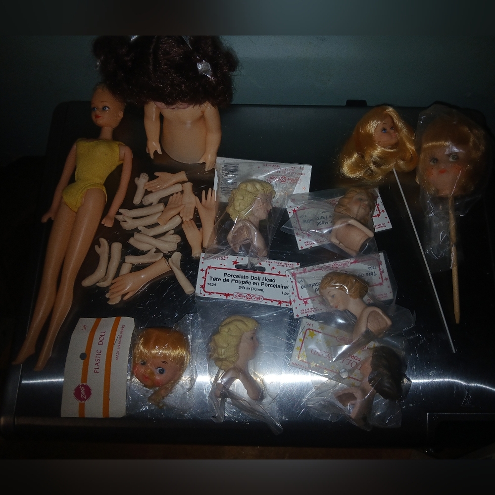 Vintage Doll Parts Collection. Perfect For Making Spooky Dolls For Halloween